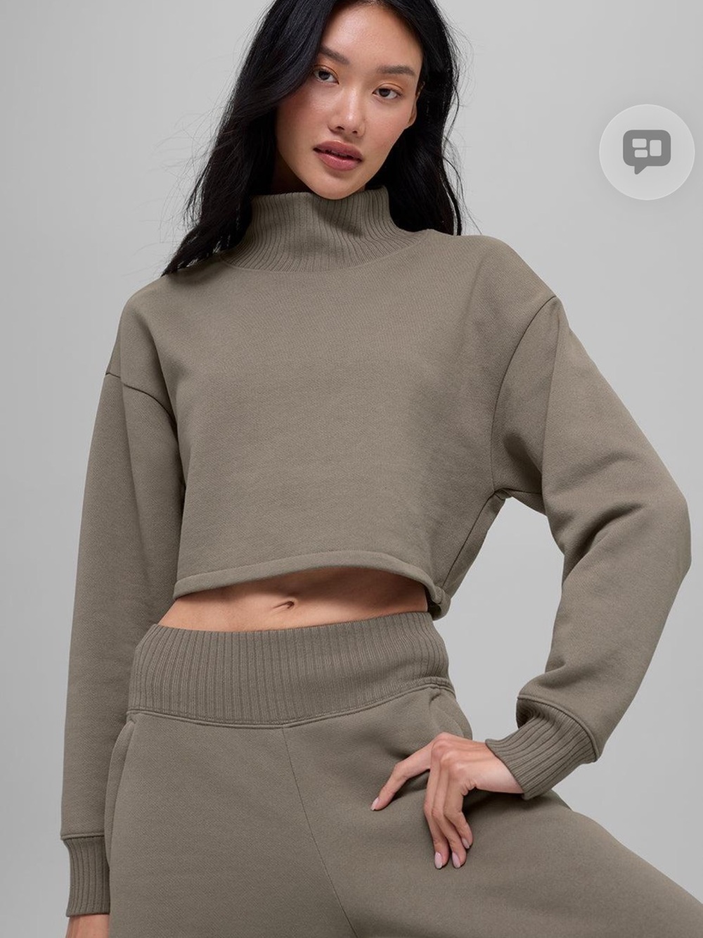 Alo Yoga Cropped Serenity Coverup W3875R Mock Neck Sweatshirt Sz M